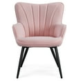 thumbnail image 1 of Alden Design Upholstered Fabric Modern Accent Chair, Pink, 1 of 6