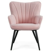 Alden Design Upholstered Fabric Modern Accent Chair, Pink