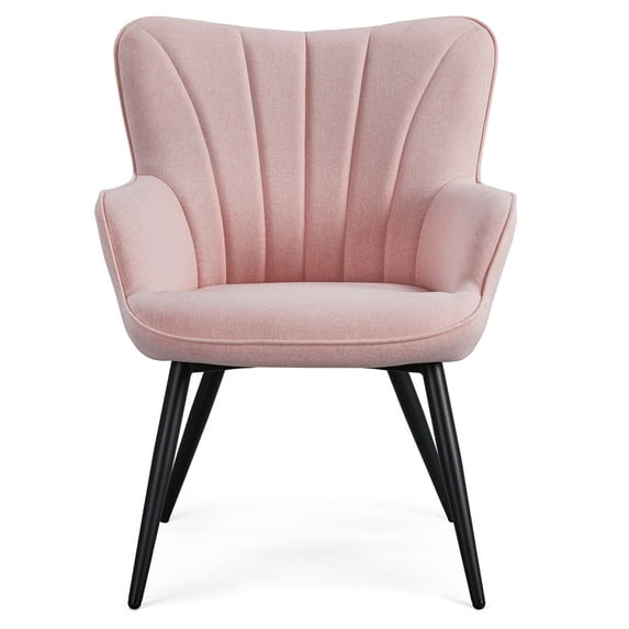 Alden Design Upholstered Fabric Modern Accent Chair, Pink