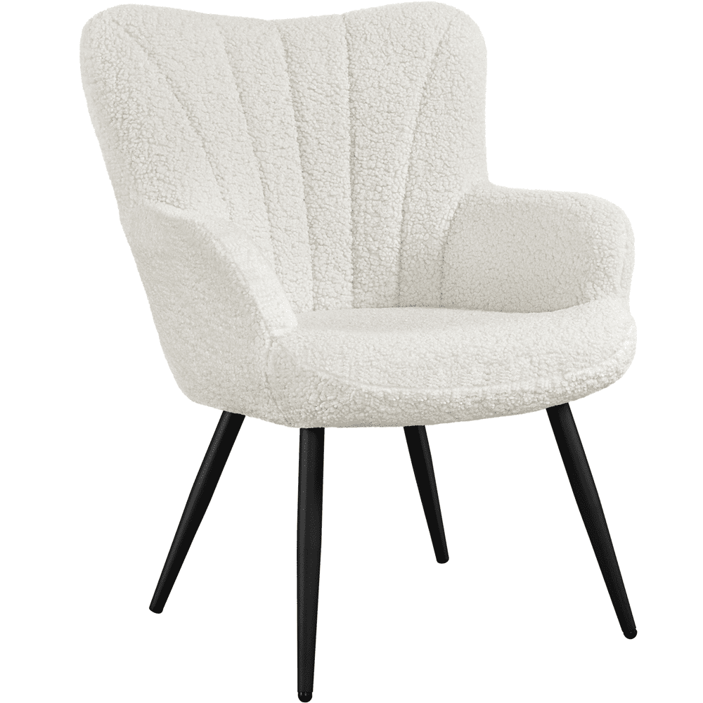 Alden Design Upholstered Fabric Wingback Armchair for Living Room, Ivory