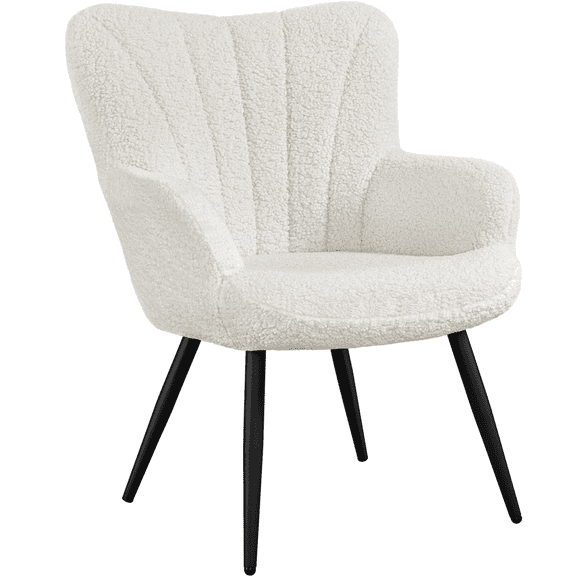 Alden Design Upholstered Fabric Wingback Armchair for Living Room, Ivory
