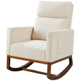 thumbnail image 1 of Alden Design Fabric Upholstered Rocking Accent Chair, Beige, 1 of 9