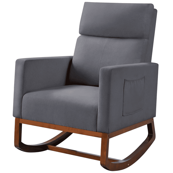 Alden Design Upholstered Rocking Accent Chair, Gray