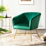 Alden Design Velvet Club Accent Chair, Green