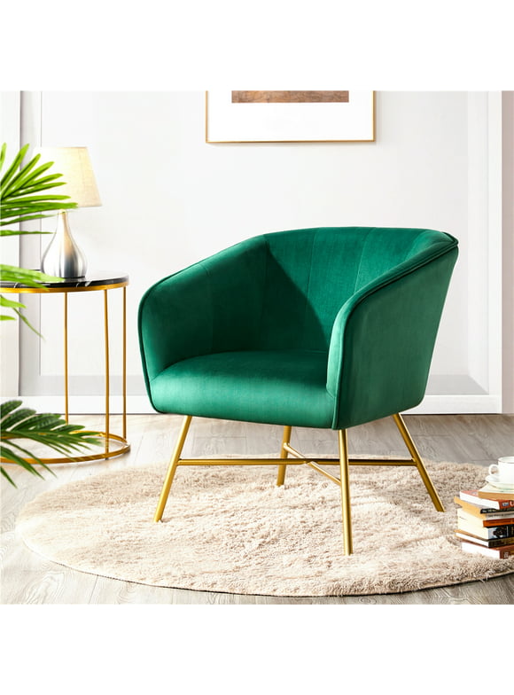 Alden Design Velvet Club Accent Chair, Green