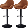 thumbnail image 1 of Alden Design Vintage Adjustable Faux Leather Bar Stools with Backrest, Set of 2, Retro Brown, 1 of 9