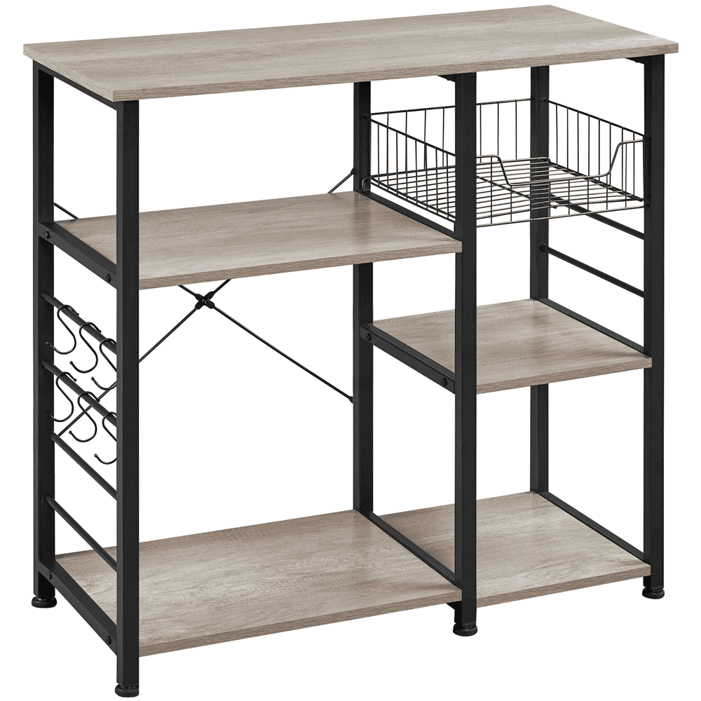 Alden Design Vintage Steel Storage Rack with Open Wood Shelves