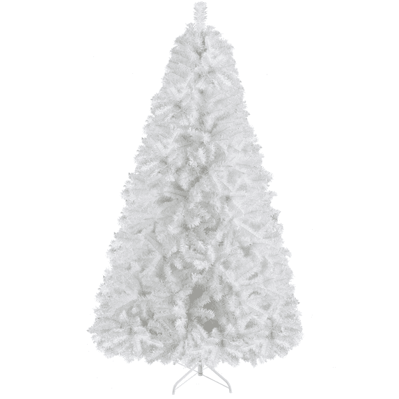 Alden Design White Hinged Spruce Artificial Christmas Tree, with Foldable Stand 6'