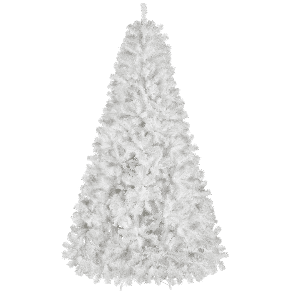 Alden Design White Hinged Spruce Artificial Christmas Tree, with Foldable Stand 7.5'