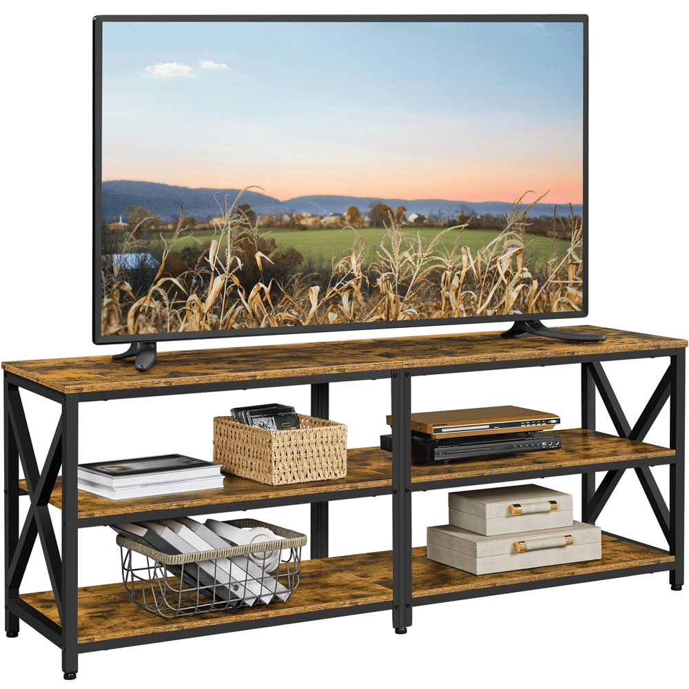 Alden Design Wood and Metal 3-Tier TV Stand for TVs Up to 70