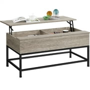 Alden Design Wood and Metal Lift Top Coffee Table, Rustic Gray