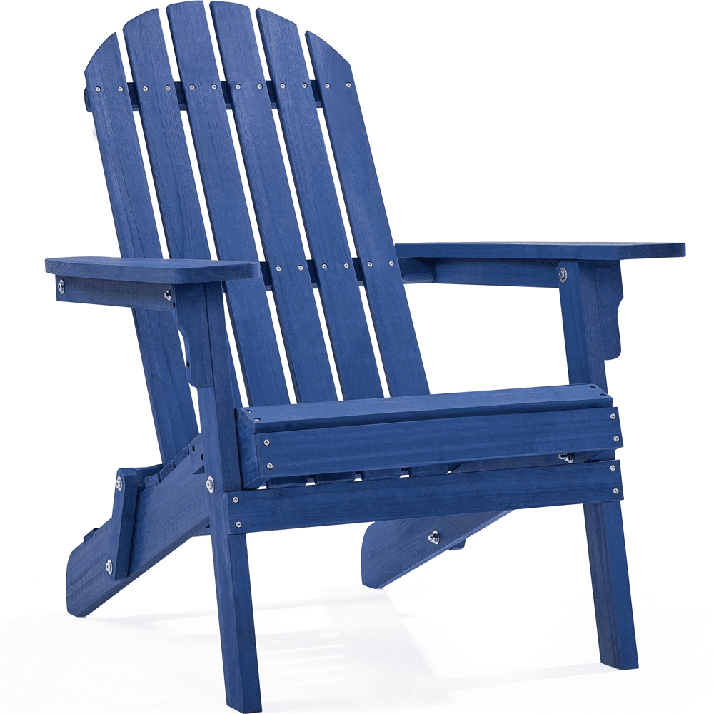 Blue Wooden Folding Adirondack Chair with Arms