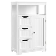 Alden Design Wooden Bathroom Storage Cabinet with Open Shelving, White