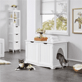 thumbnail image 1 of Alden Design Wooden Cat Litter Box Side Table Washroom Storage Bench with Divider, White, 1 of 9