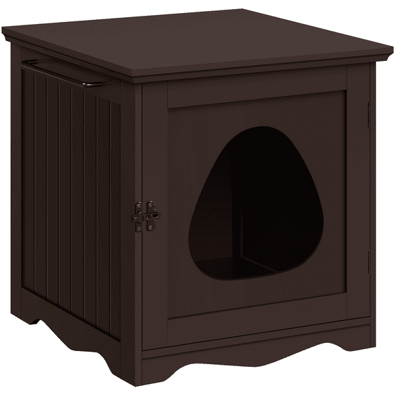 Alden Design Wooden Enclosed Litter Box Cat House Side Table, Espresso