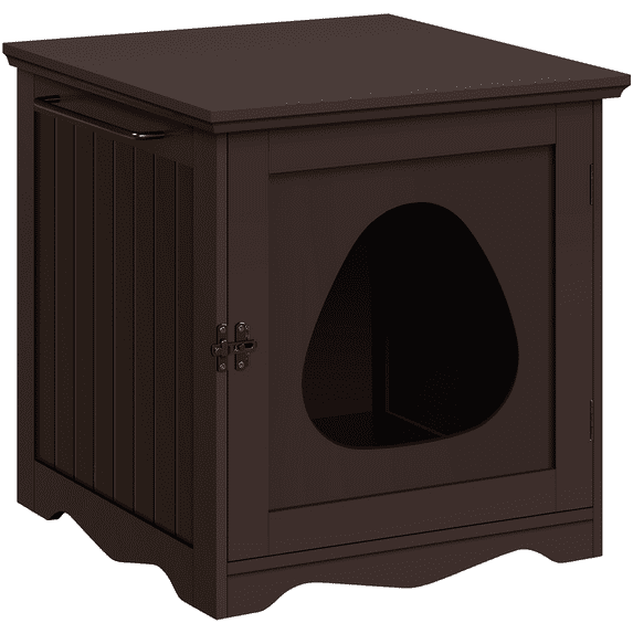 Alden Design Wooden Enclosed Litter Box Cat House Side Table, Espresso