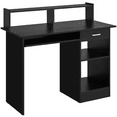 thumbnail image 1 of Alden Design Wooden Home Office Computer Desk with Drawers and Keyboard Tray, Black, 1 of 10
