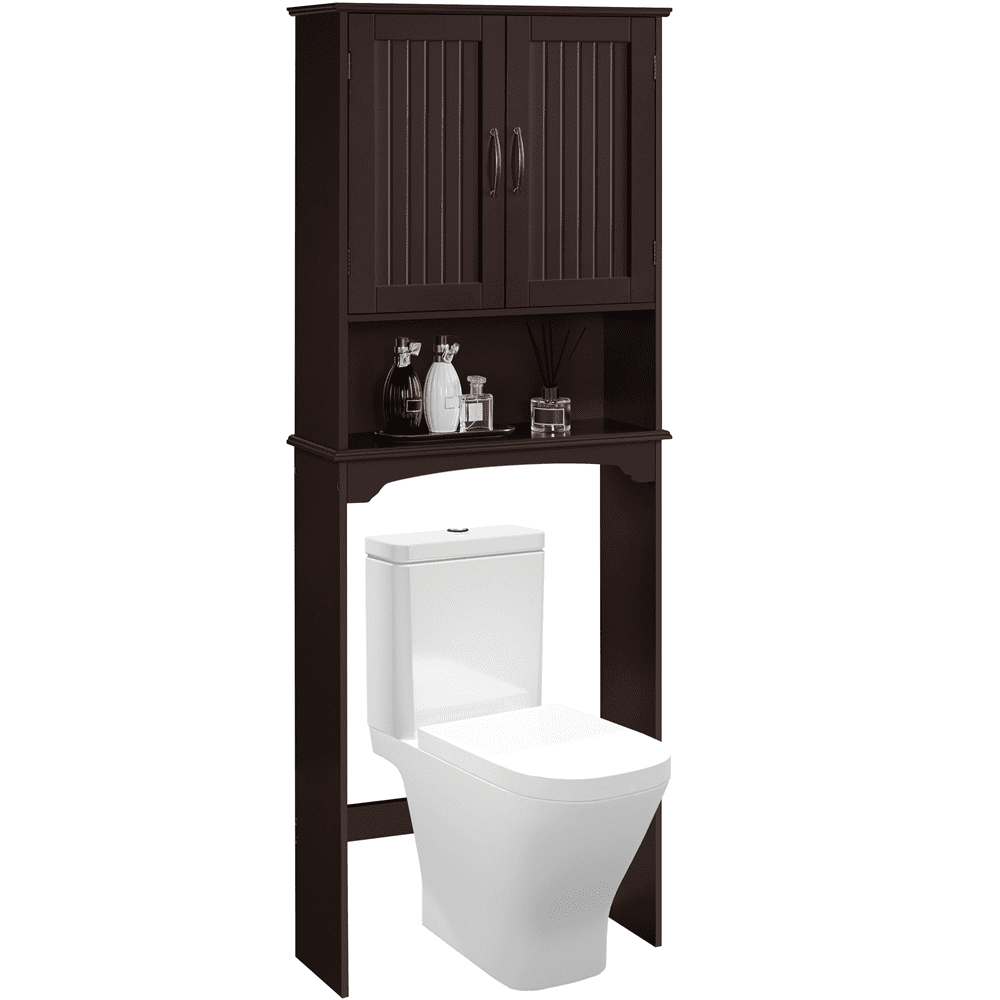 Alden Design Wooden over the Toilet Bathroom Storage 3-Shelf, Espresso, 24.5"Lx9"Wx66''H
