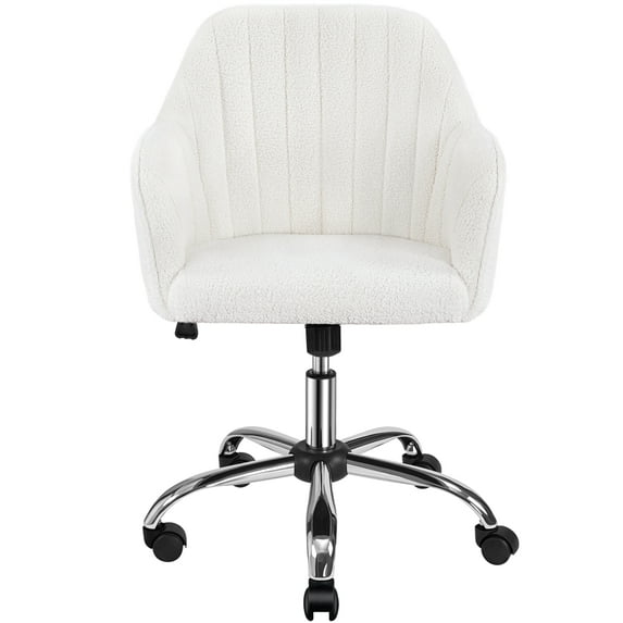 Alden Designs Boucle Mid-Back Task Chair with Armrests, Ivory