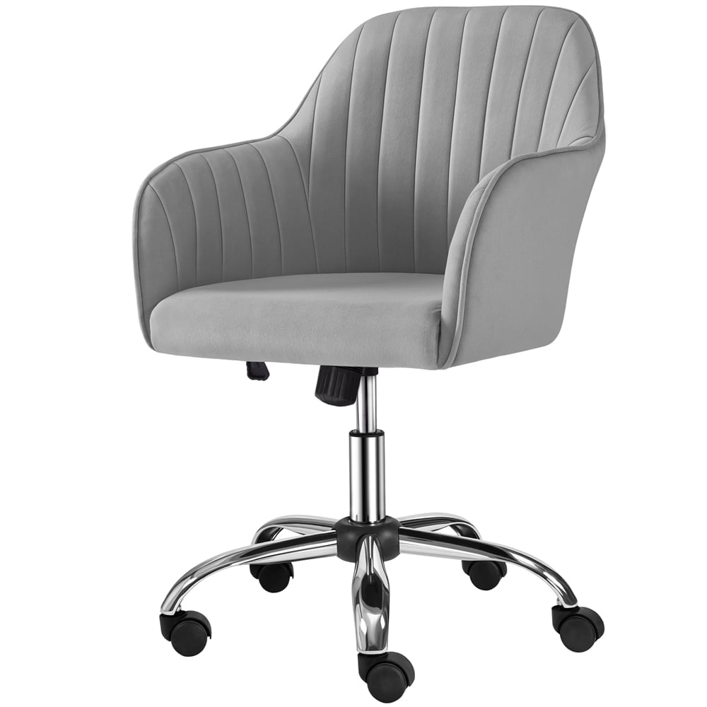 Alden Designs Velvet Mid-Back Task Chair with Armrests, Light Gray ...