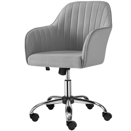 Alden Designs Velvet Mid-Back Task Chair with Armrests, Light Gray