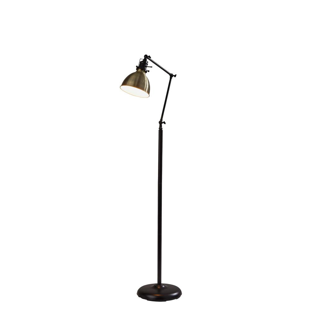Vintage Adjustable Bronze Floor Lamp with Schoolhouse Shade