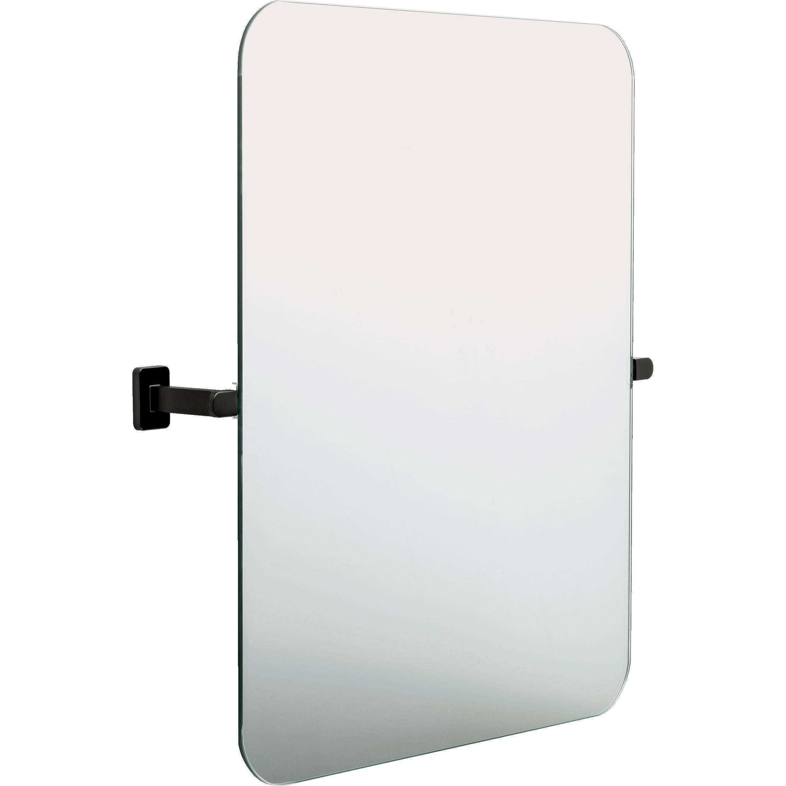 Alden Rounded Square Bathroom Vanity Tilt Mirror in Matte Black