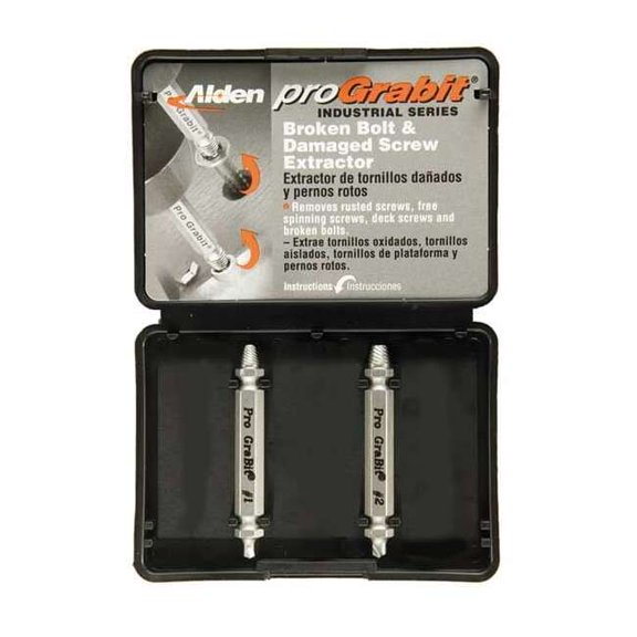 Alden Screw Extractor Set,2pc,HSS,Plastic Case 8420P