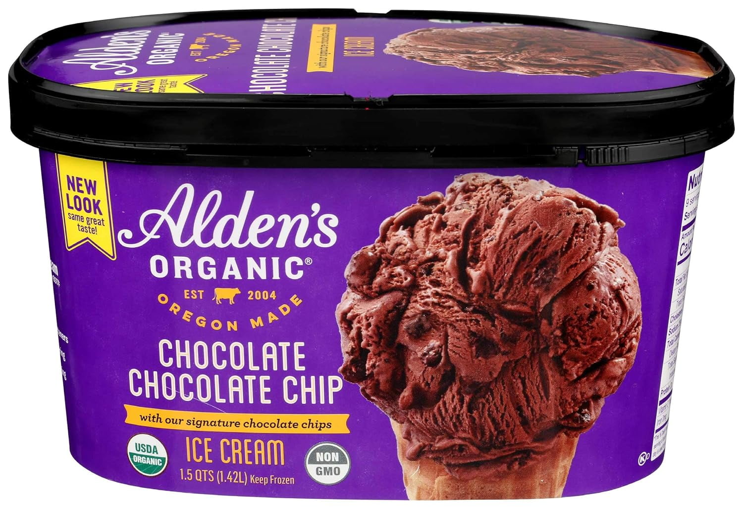 Aldens Organic Chocolate with Chocolate Chip Ice Cream, 48 Fluid Ounce - 3 per case.