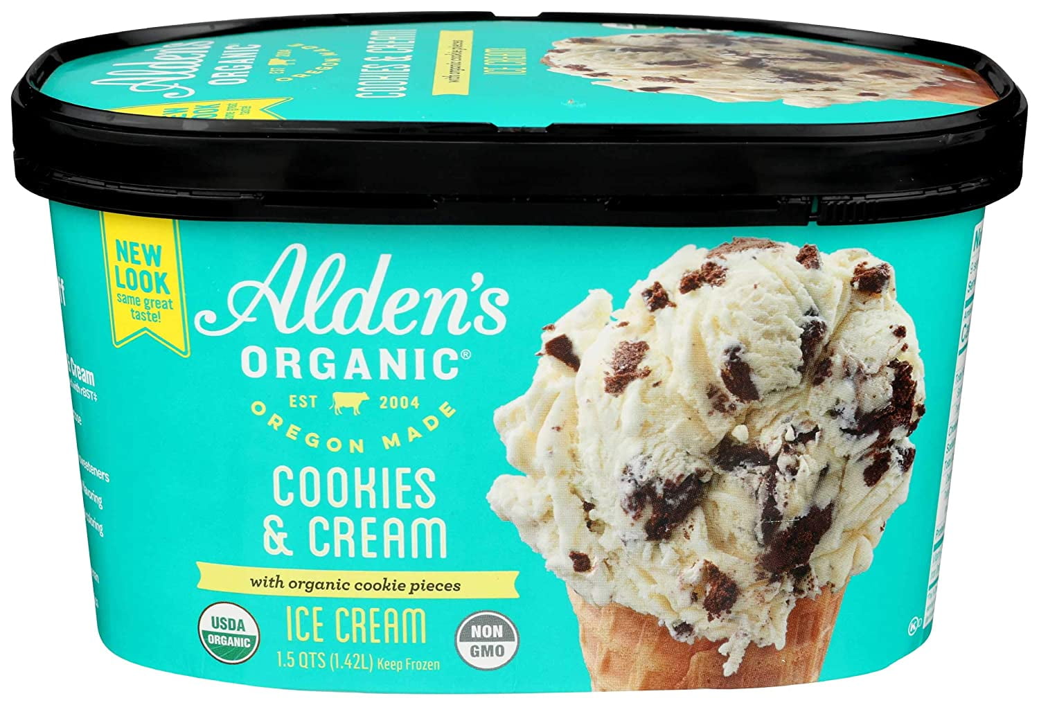 Aldens Organic Cookies and Cream Ice Cream, 48 Fluid Ounce - 3 per case.