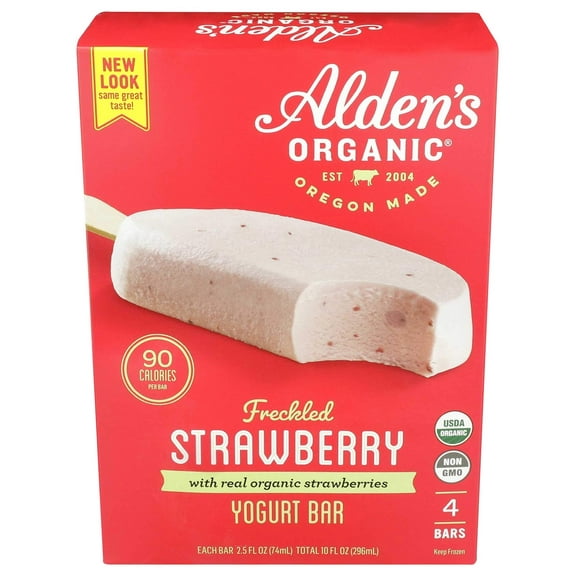 Aldens Organic Strawberry Yogurt Bar, 2.5 Fluid Ounce - 4 count per pack - 12 packs per case.