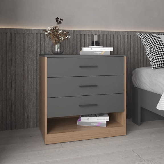 Alder 27" High 3-Drawer Dresser with Open Shelf, Bedroom Storage, Entryway Sideboard