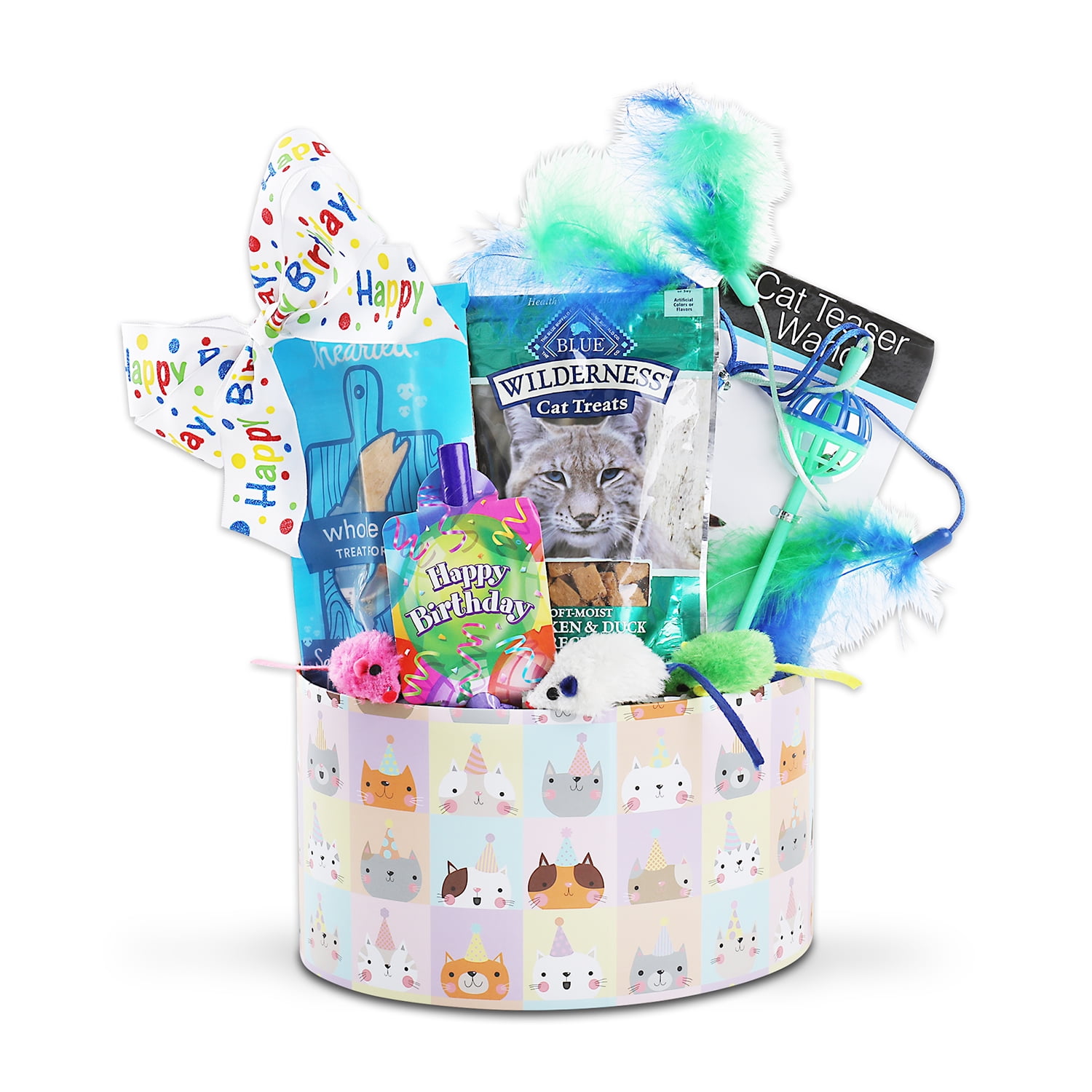 Alder Creek Gift Baskets Happy Birthday Cat Gift (5 Items Per Gift