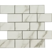 Aldhurst Marbled Carrara Adhesive Backed 9.84 in. x 10.37 in. PVC Mosaic Tile