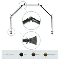 Aldo 13/16" 5-Sided Bay Window Curtain Rod - Black