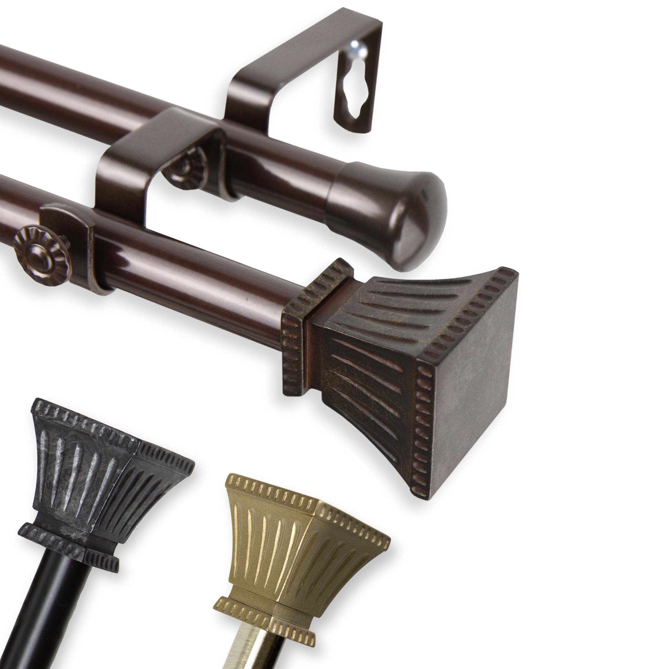 Aldo Double 13/16 inch dia. Curtain Rod 120-170" - Black
