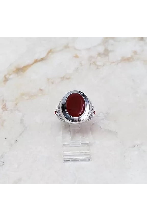 Sterling Silver Red Agate Icon Ring Size 8 QVC $188