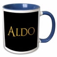 thumbnail image 1 of 3drose, Aldo Popular Baby Boy Name in America. Yellow on Black Amulet, 11oz Two-tone Blue Mug, 1 of 6