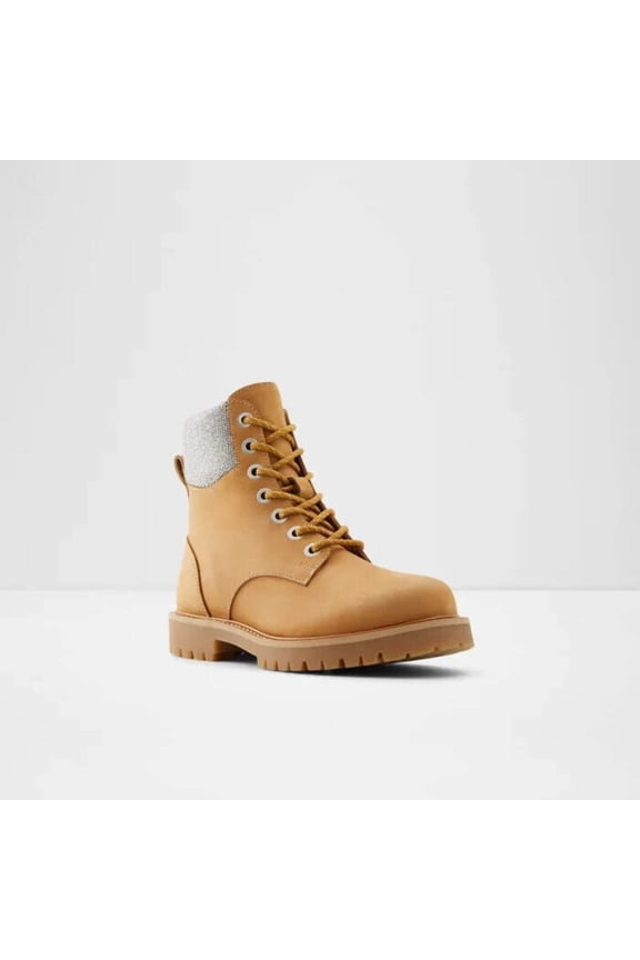 Aldo Prae Boot Women's US 5 Brown Leather Zipper Round Toe Ankle Combat KHD634