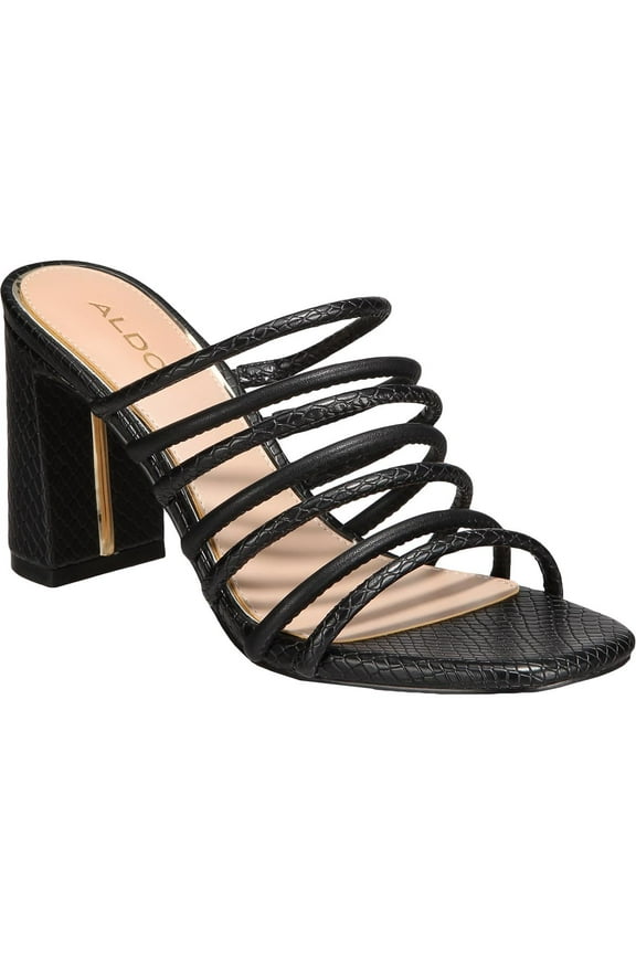 Womens Trelidda Snake Print Slip On Strappy Sandals Black 6 Medium (B,M)