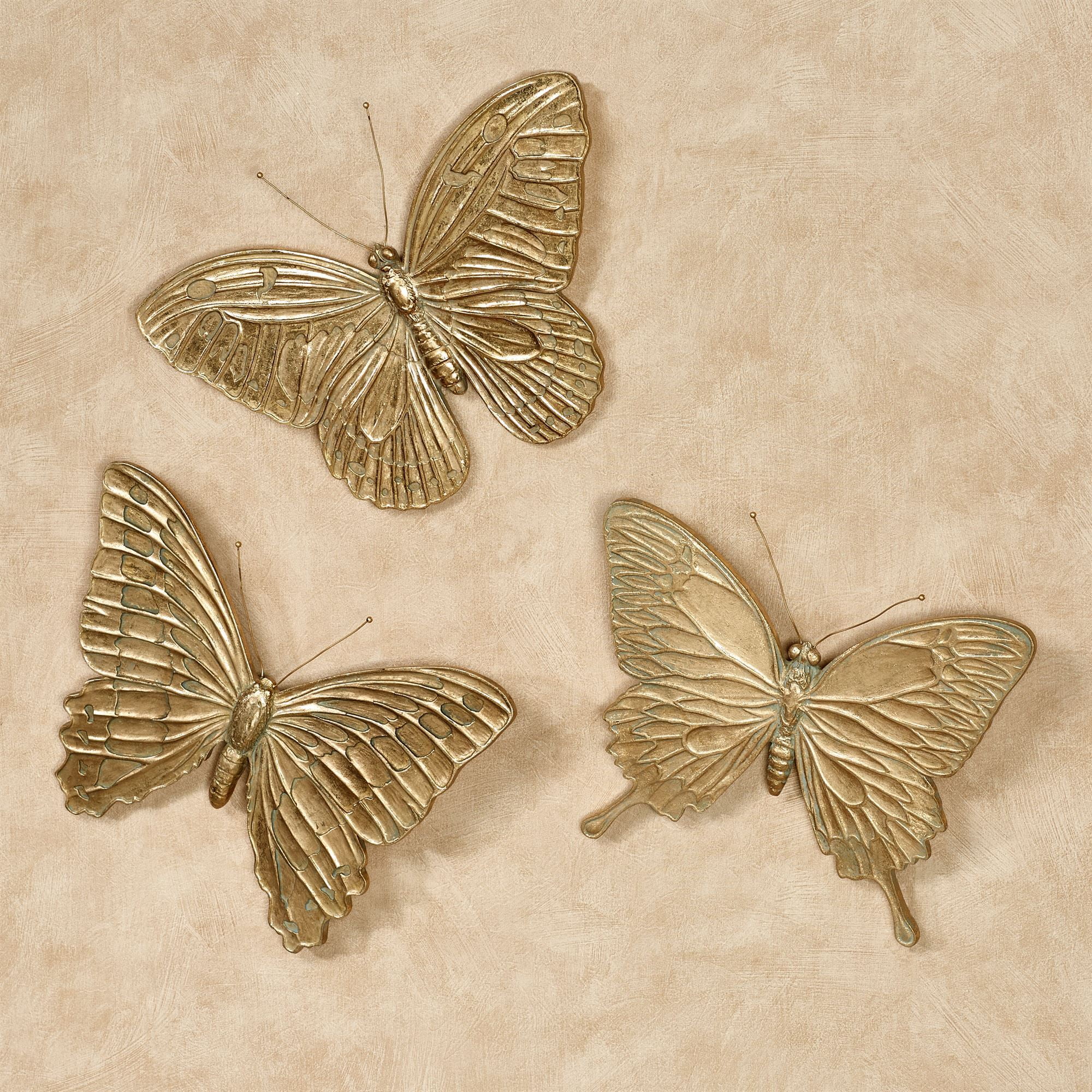 Aldora Gold Resin Butterfly Wall Art Set of Three