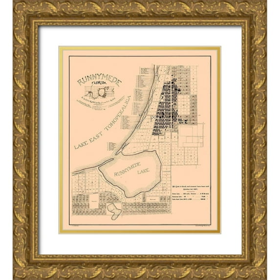 Aldrich 26x30 Gold Ornate Wood Framed with Double Matting Museum Art Print Titled - Runnymede County Florida - Aldrich 1887