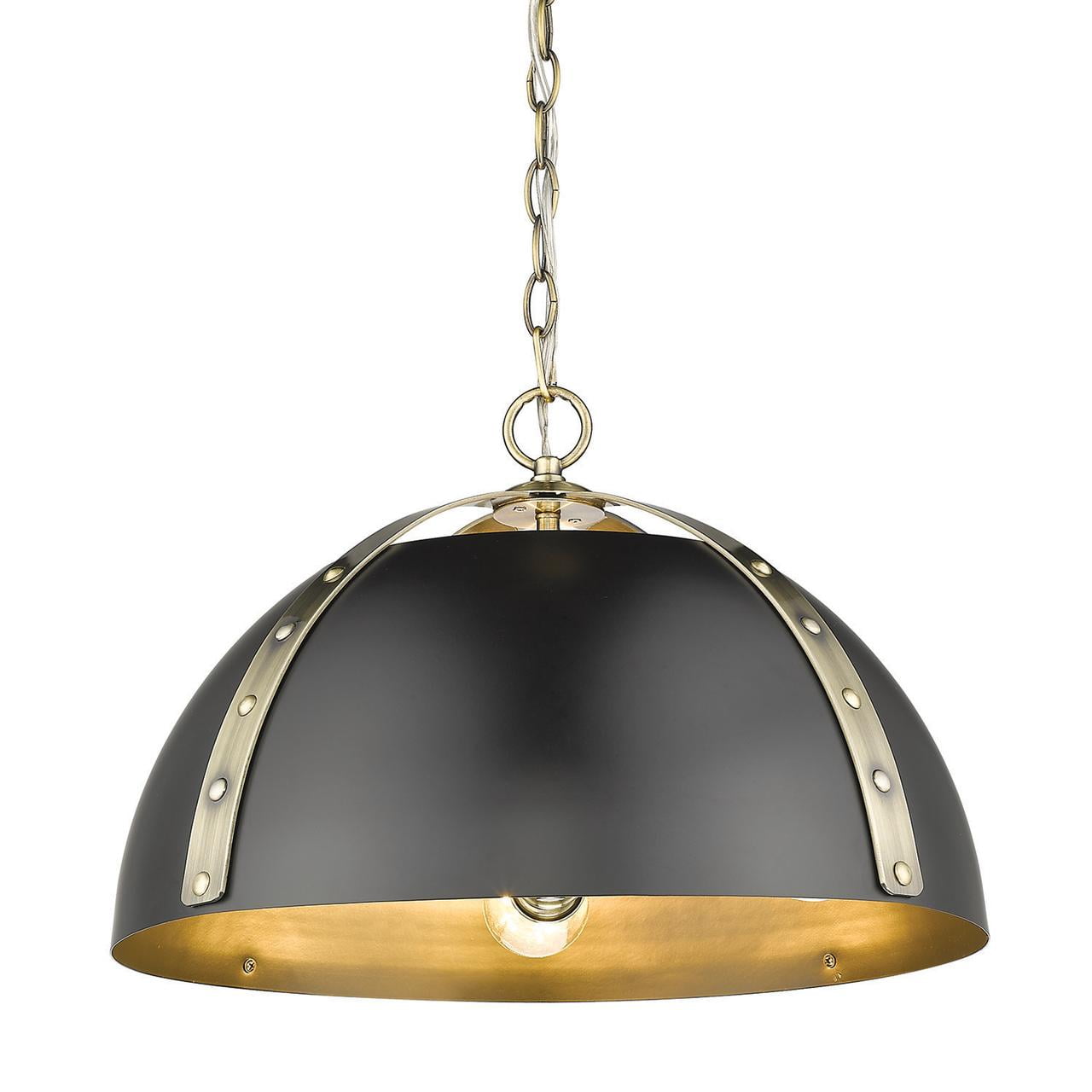 Aldrich Transitional 3-Light Pendant in Aged Brass and Matte Black