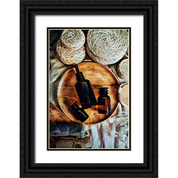 Aldridge, Ashley 11x14 Black Ornate Wood Framed with Double Matting Museum Art Print Titled - Natural Elements Aromatherapy II