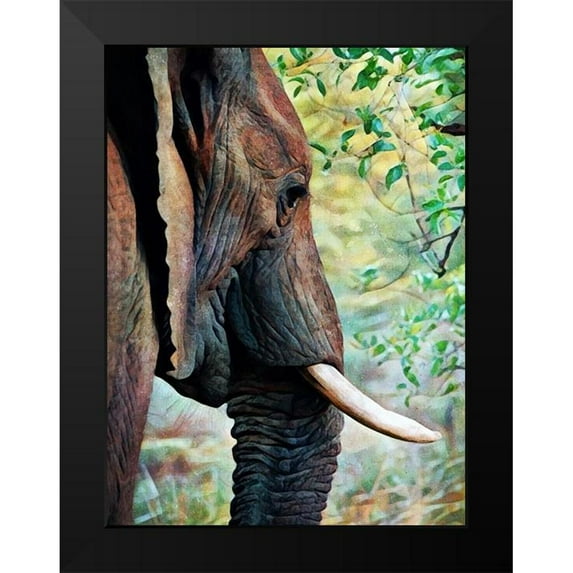 Aldridge, Ashley 12x14 Black Modern Framed Museum Art Print Titled - African Elephant Always Listening
