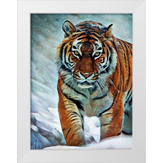 Aldridge, Ashley 12x14 White Modern Wood Framed Museum Art Print Titled - Siberian Tiger Stalking