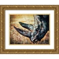 thumbnail image 1 of Aldridge, Ashley 18x15 Gold Ornate Wood Framed with Double Matting Museum Art Print Titled - Rhinoceros Grazing Grass, 1 of 4