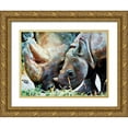 thumbnail image 1 of Aldridge, Ashley 18x15 Gold Ornate Wood Framed with Double Matting Museum Art Print Titled - Rhinoceros and Calf Connection, 1 of 4