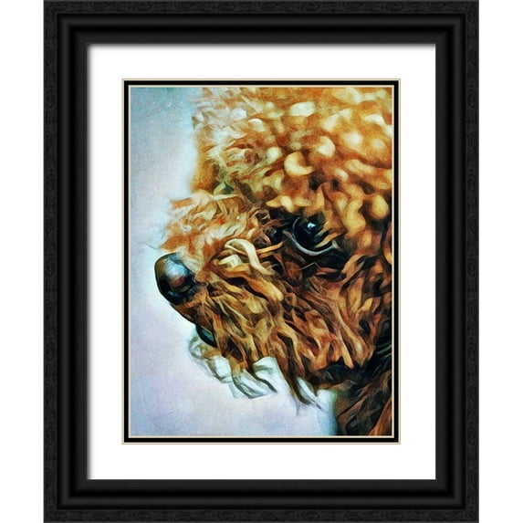 Aldridge, Ashley 19x24 Black Ornate Wood Framed with Double Matting Museum Art Print Titled - Apricot Toy Poodle Puff