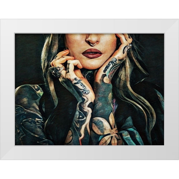 Aldridge, Ashley 32x25 White Modern Wood Framed Museum Art Print Titled - Tattooed Temptress